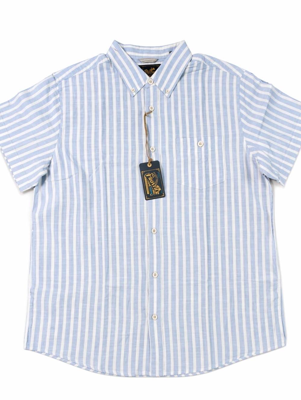Frontier Threads XL Blue White Striped Button Down Shirt Mens NWT Lightweight